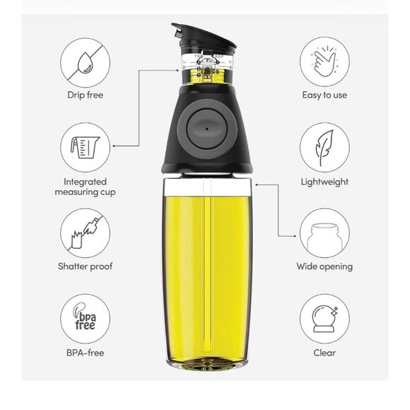 Oil Vinegar Dispenser Set Measure Easy Pour Spout With Drip-Free Modern 2-Pack - Picture 7 of 7